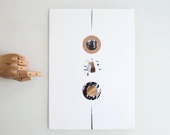 Circles art, original abstract collage art, mixed media art, collage art, collage abstract, circles art, mixed media collage, minimal art