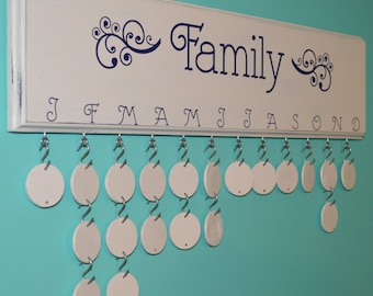 Antique White and Dark Blue Family Celebrations Board