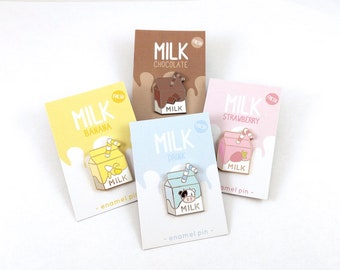 Milk Cartons (Original, Strawberry, Banana, Chocolate) - Hard Enamel Pin