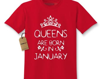 Queens Are Born In January Kids T-shirt