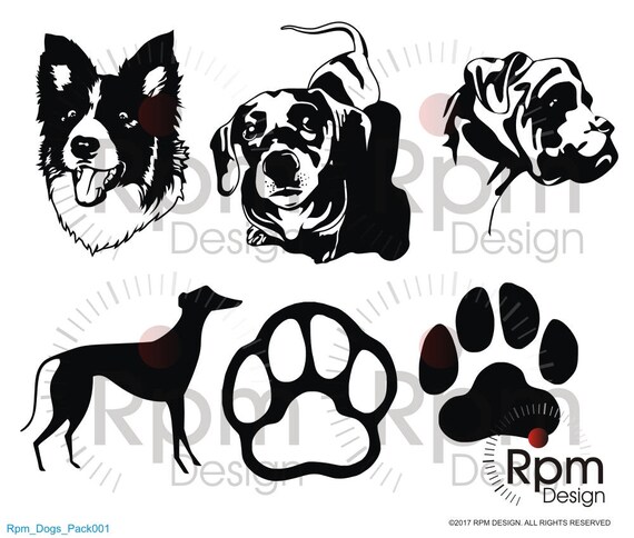 Download Dogs SVG File, Dogs Cut, Border Collie SVG, Dacshund, Boxer, Grey Hound, Paw print, CNC, Laser ...