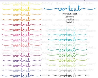 Workout Script Icon Digital Clipart in Rainbow Colors - Instant download PNG files