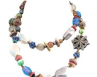 Fancy vintage glass beads NECKLACE