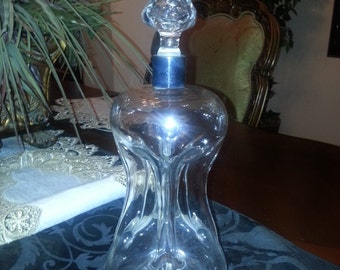 SALE !! Vintage antique blown glass Decanter with stopper, never used but vintage, tall and mint. Liquor