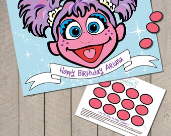DIY Personalized Sesame Street Pin the Nose on Abby Cadabby Birthday Party Game Printable Poster File by Carta Couture