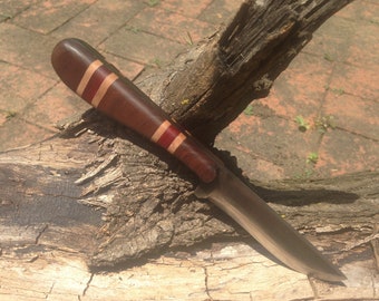 8" Mahogany, Maple, and Blood-Wood Camping Knife with 3.25" Blade