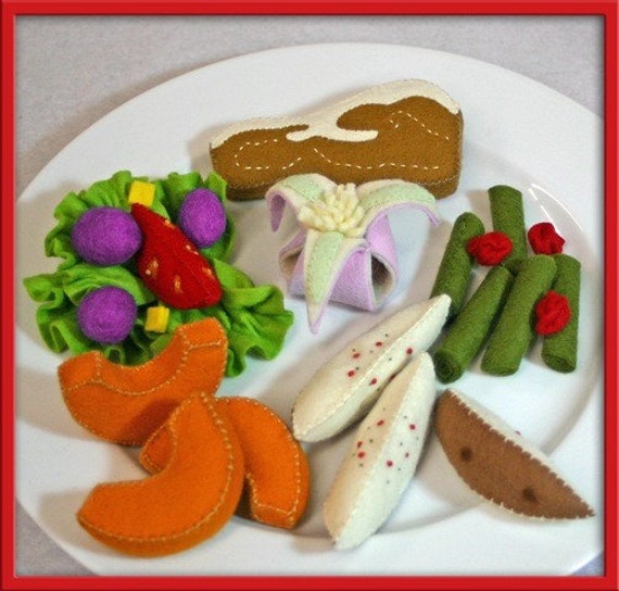 Wool Felt Play Food Steak Dinner Waldorf Inspired Felt
