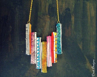 Tribal Necklace, Tribal Statement Necklace, Boho Necklace, Boho Statement Necklace, Textiles Necklace, Tribal Bib Necklace, Unique Jewelry