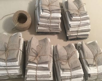 Linen remnants, fabrics scraps bundle, 100% linen