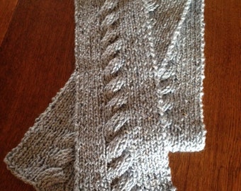 Hand knit cable scarf