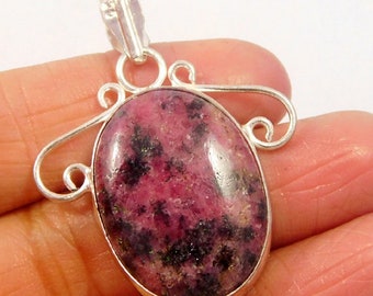 Awesome Designer Natural Pink Rhodonite Gemstone .925 Silver Plated Pendant Jewellery ! JC4726