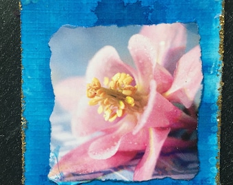 Artist Trading Card-ATC-Columbine with Glitter