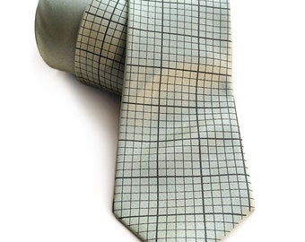 Green graph paper necktie. Engineering grid paper tie. Silkscreened men's tie. Math teacher, engineer gift. More colors available!
