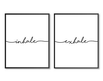 Inhale Exhale wall art, Inhale Exhale print, Inhale Exhale canvas, Yoga Poster Wall Art, Yoga studio art, Bedroom decor, DIGITAL DOWNLOAD