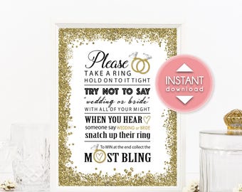 Printable Bridal Shower Ring Game Sign (8x10) - Instant Download