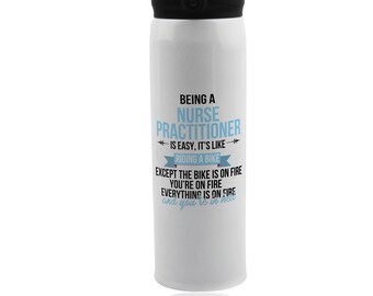 Nurse practitioner Thermos 500 ml Vacuum flask. Stainless steel insulated thermo bottle. Travel tumbler for hot or cold beverage.