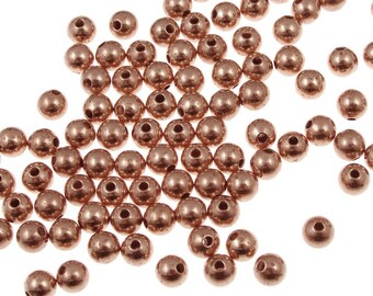 100 Copper Beads 4mm Round Beads Raw Bright Solid Copper Jewelry Beads Ball Beads Spacer Beads (FSC12)