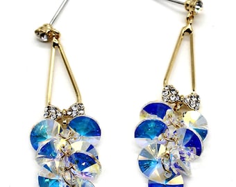 Elegant bunches swarovski crystal earrings