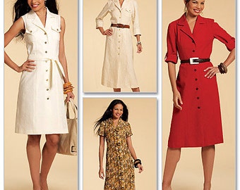 OUT of PRINT McCall's Pattern M5847 Misses' Shirtdresses In 3 Lengths and Sash