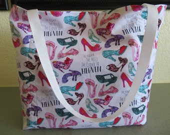 The Higher The Heal The Closer To Heaven, Reusable Farmers Market / Grocery / Shopping Bag / Tote