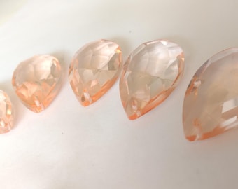 5 Light Peach Teardrop Chandelier Crystals 38mm