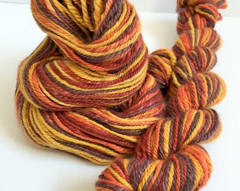 Handspun Yarn -- "Bonfire" -- camel / merino / silk -- 206 yards DK weight