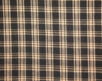 Black Plaid Fabric | Cotton Homespun Fabric | Basic Plaid Homespun Fabric | Rag Quilt Fabric | Farmhouse Fabric | Doll Making Fabric