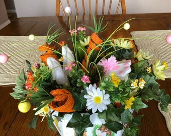 Bunny Diving into Carrot Patch Centerpiece