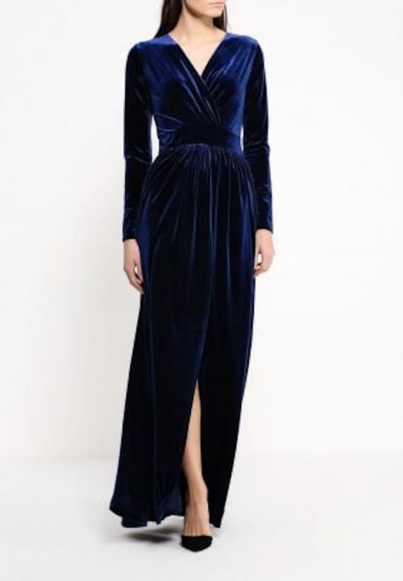 dark blue velvet dress velvet maxi dress velvet dress
