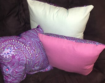 Purple multi color throw pillows designer
