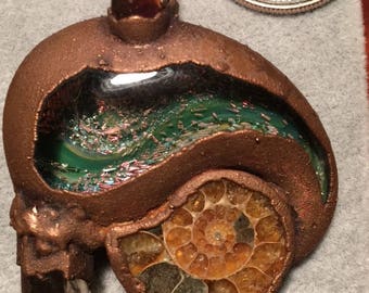 Copper Electroformed Glass Pendant
