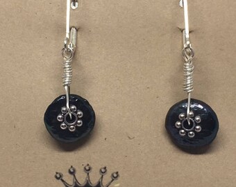 E1861: Genuine Coin Pearl Dangle Earrings Lever Back