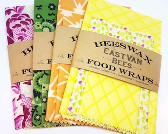 Beeswax food wraps - 3 pack 8" - 11" -14" - Zero waste