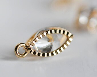 Crystal cubic zirconia in metal pendant rose gold - oval