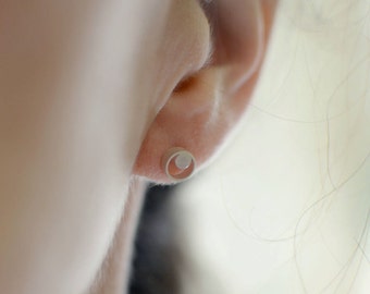 Double Circle Earrings, Geometric Earrings, Silver Stud Earrings, Circle Stud Earrings, Sterling Silver Stud Earrings, Faunia Earrings
