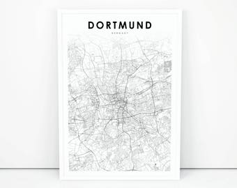 dortmund map print germany map art poster city street road map print nursery room wall office decor printable map