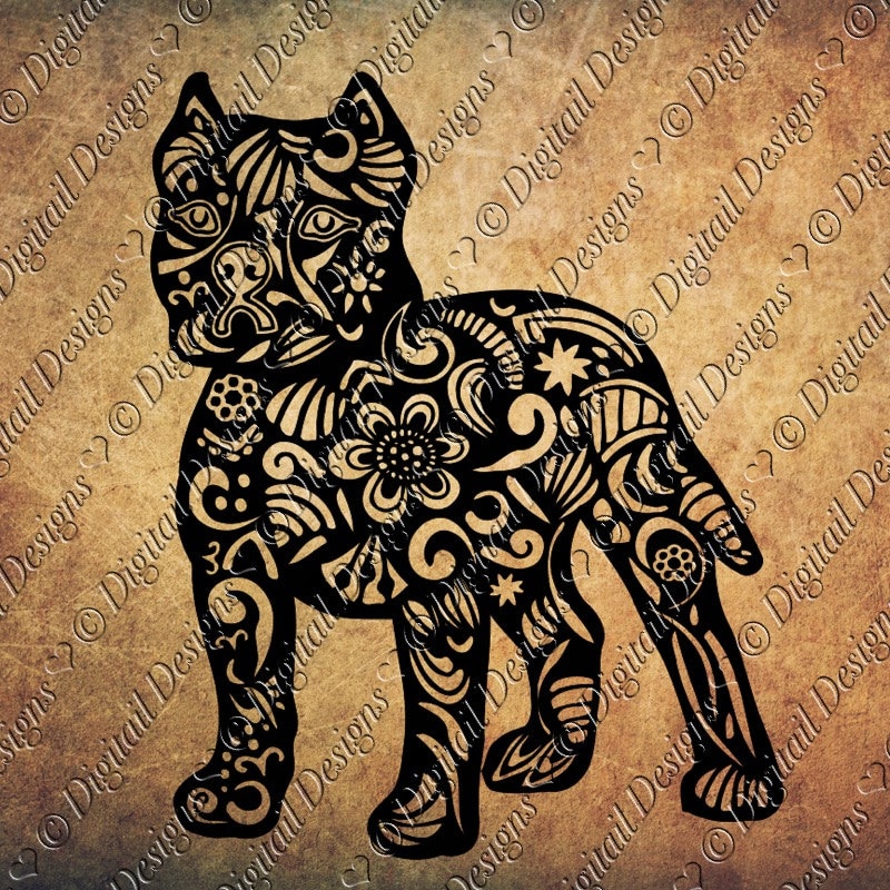 Download Zentangle Pit Bull SVG dxf fcm eps ai png cut file for