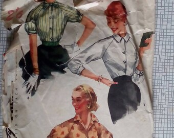 1950s Blouse - 34" Bust - Simplicity 1692 - Vintage Sewing Pattern