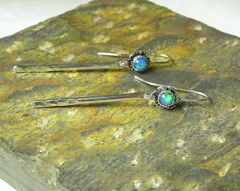 Natural Welo Opal Raindrop Earring, Spring Showers, Sterling Silver, Cabin Fever E135
