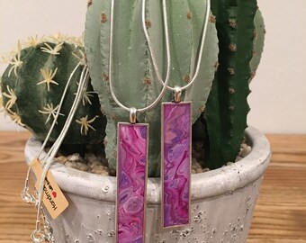 Acrylic Pour Rectangular pendants
