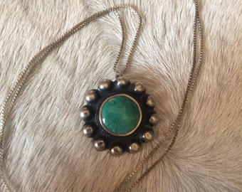 Upcycled old pawn turquoise and sterling silver necklace