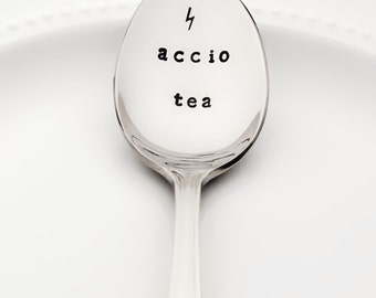 Harry Potter "Accio Tea" w/ Lightning Bolt | Harry Potter Stamped Spoon, Harry Potter Gift, Harry Potter Mug Accessory Harry Potter Kitchen