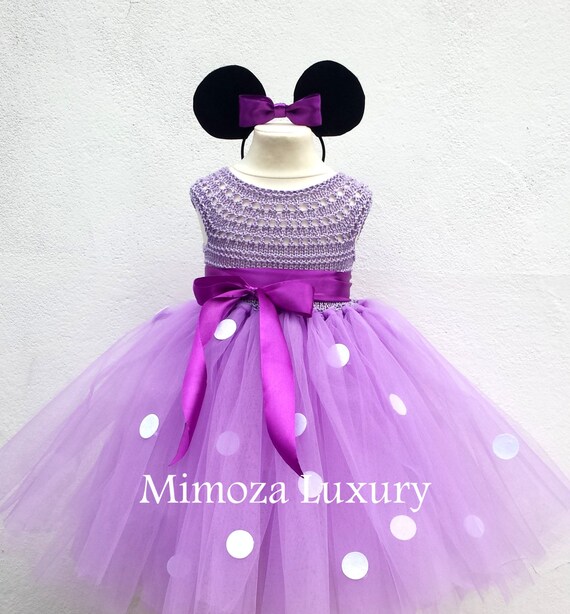 Lilac Minnie mouse birthday dress, Lavender minnie mouse outfit, minnie mouse costume, crochet minnie mouse dress, 1st birthday dress