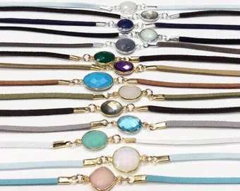 Boho Choker Necklace Gemstone Choker Suede Choker Labradorite Choker Moonstone Choker Opal Choker Amethyst Choker Turquoise Choker Chocker