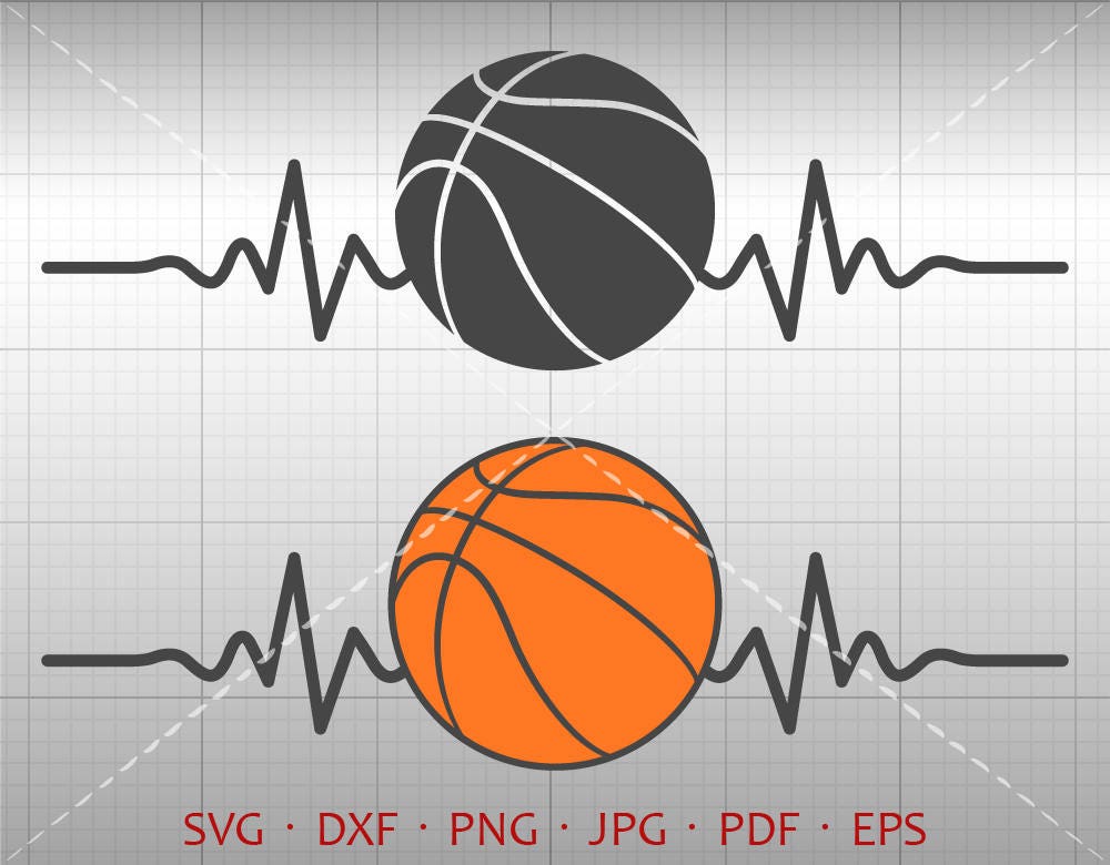 Download Heartbeat Basketball SVG, Basketball Clipart Silhouette Cricut Cut Files (svg, dxf, eps, png ...