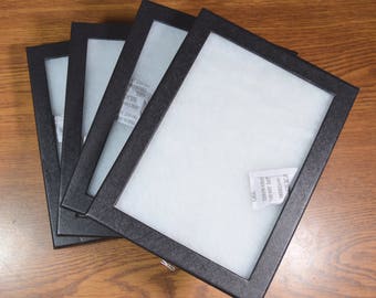 4 Glass Top Cases 8x6 x 3/4" Riker Style Thick Polly Filling for Cabochons Gemstones Jewelry arrowheads buttons