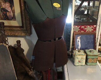 1940s Tailors Adjustable Dress Form Mannequin, Solid Steel Base