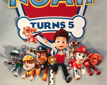 Personalized " Paw Patrol" Party Theme Cake Topper