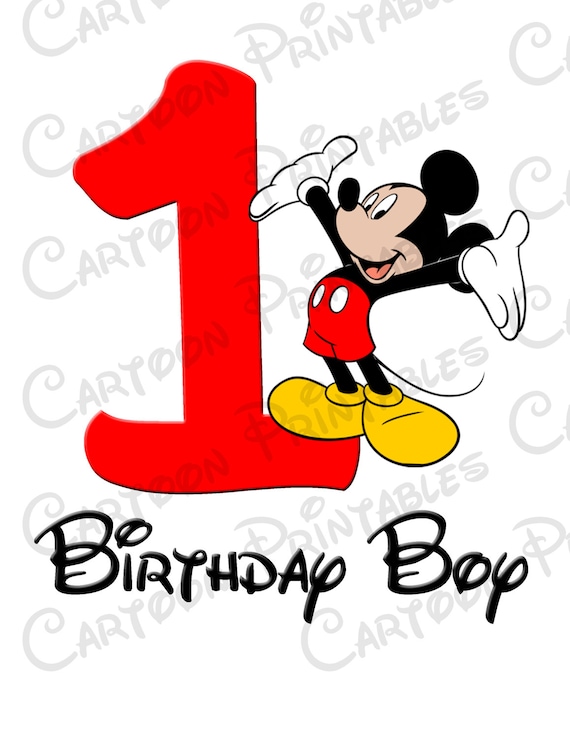 Mickey Mouse First Birthday Boy IMAGE Printable Clip Art Iron