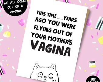 FUNNY BIRTHDAY CARD - Cat Card, Funny Card, Cute Cat, Rude Cat, Rude Card, Cat Birthday Card, Cool Card, Cool Cat